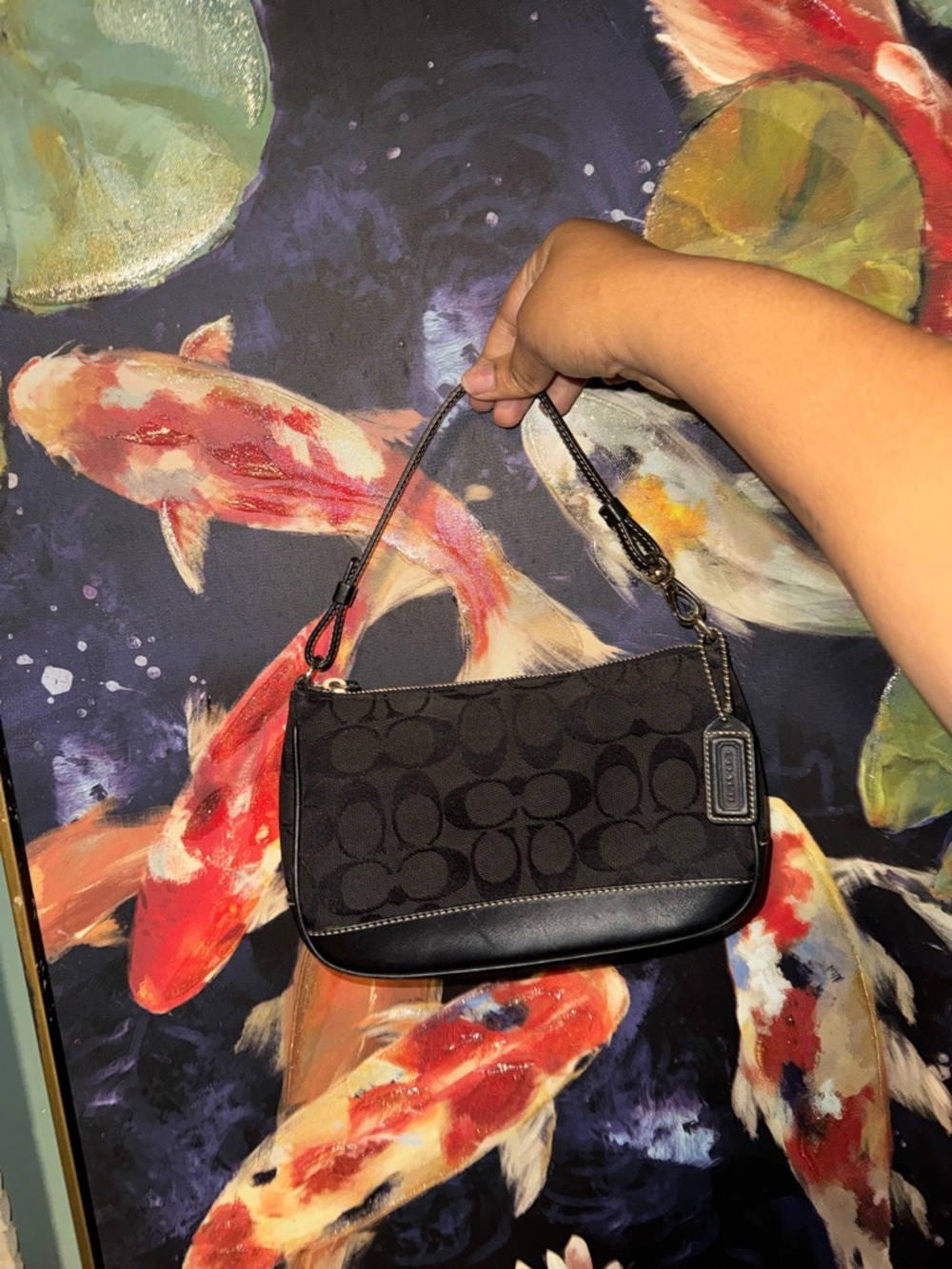 Coach Black Signature Canvas Shoulder Pouch